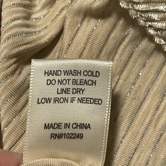 Skies Are Blue Shirt Womens Small Metallic Pleated Blouse Long Sleeve Velvet Top - Picture 5 of 7